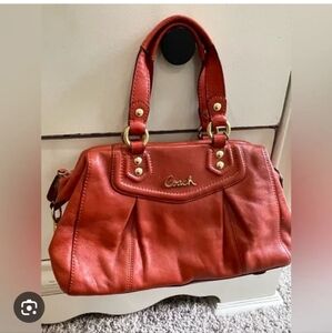 Coach Women's Orange Leather Satchel